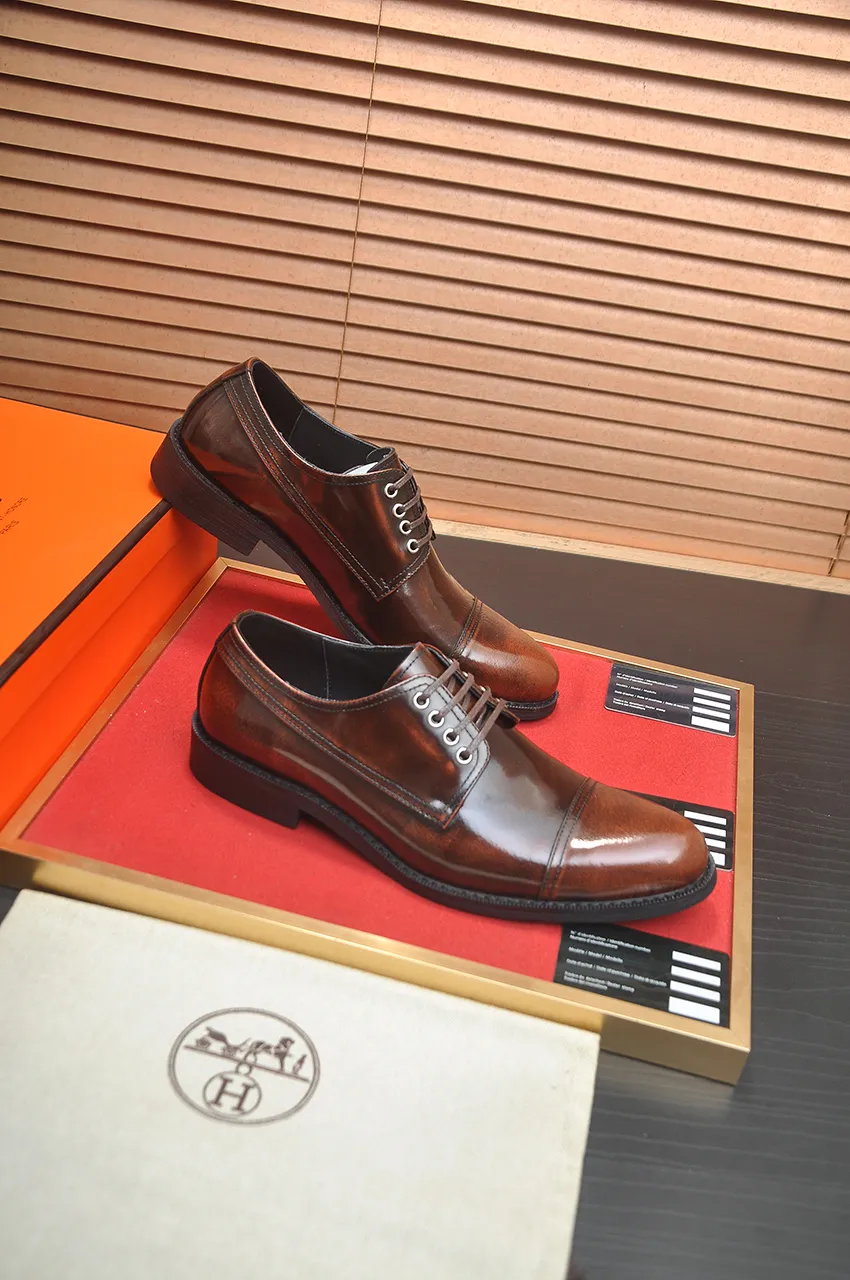 Men's shoes💰540💶[HERMES] (cowhide lining)🍀Italian top luxury🍀He does not pursue novel styles and gorgeous colors, but attracts the favor of successful men with his flawless, elegant and classic style. Formal leather shoes This very comfortable, simple and stable style allows you to easily match any style! The pattern is absolutely 1:1 refined from the original case, and we strive for excellence in materials, imported cowhide + cowhide lining💪💪💪extraordinary texture👍! .Code number: 39-45 (45 customized)